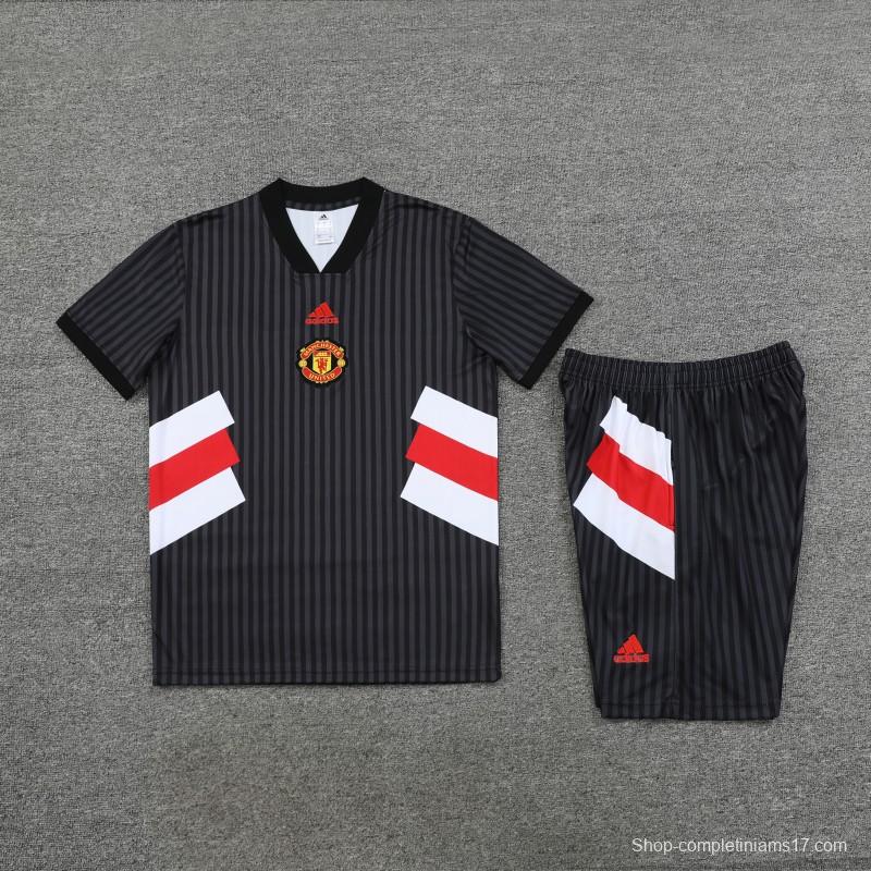 23 24 Manchester United Black Remake Icon Short Sleeve+Shorts