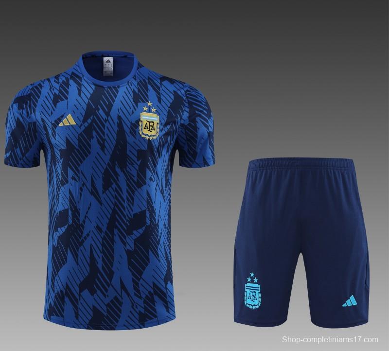 2023 Argentina Navy Stripe Short Sleeve+Shorts