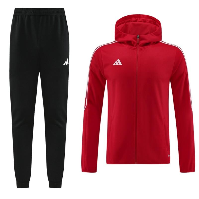 2023 Adidas Red Hoodie Full Zipper Jacket +Pants