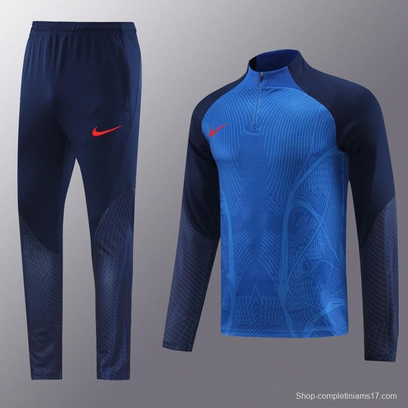 2024 Nike Blue/Navy Half Zipper Jacket+Pants