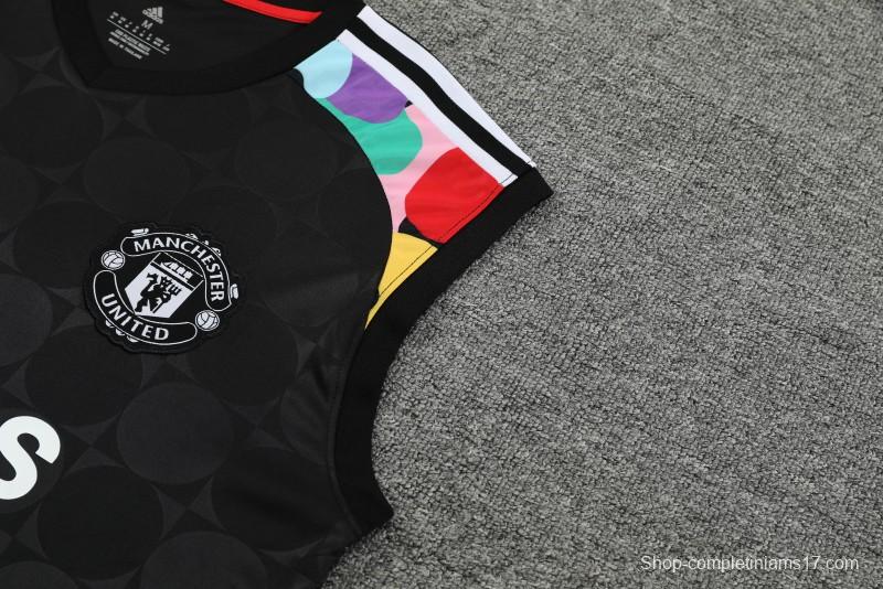 24/25 Manchester United Black Vest Jeresy+Shorts