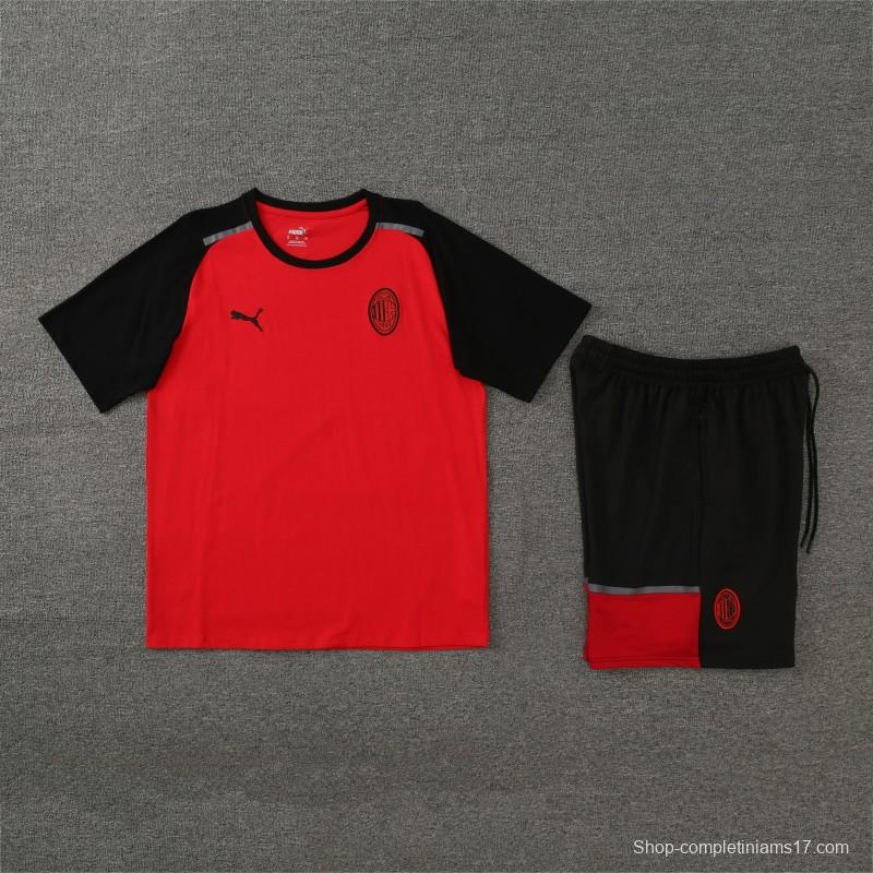 23/24 AC Milan Red/Black Cotton Short Sleeve Jersey+Shorts