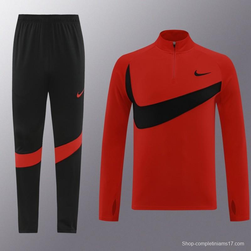 2024 Nike Red/Black Half Zipper Jacket+Pants