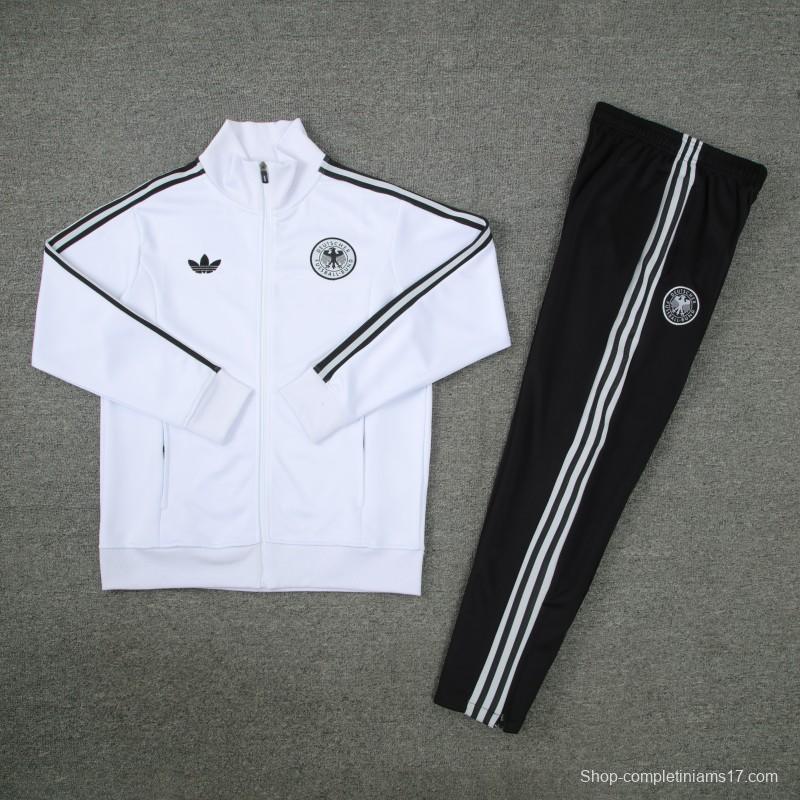 2024 Germany White Full Zipper Jacket +Long Pants