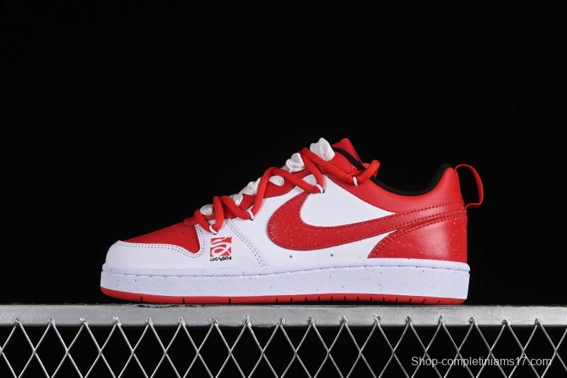 Nike Court Borough Low-Top Casual Sneakers with Dragon Emblem and Splatter Ink Vibe Style - DV5456-600