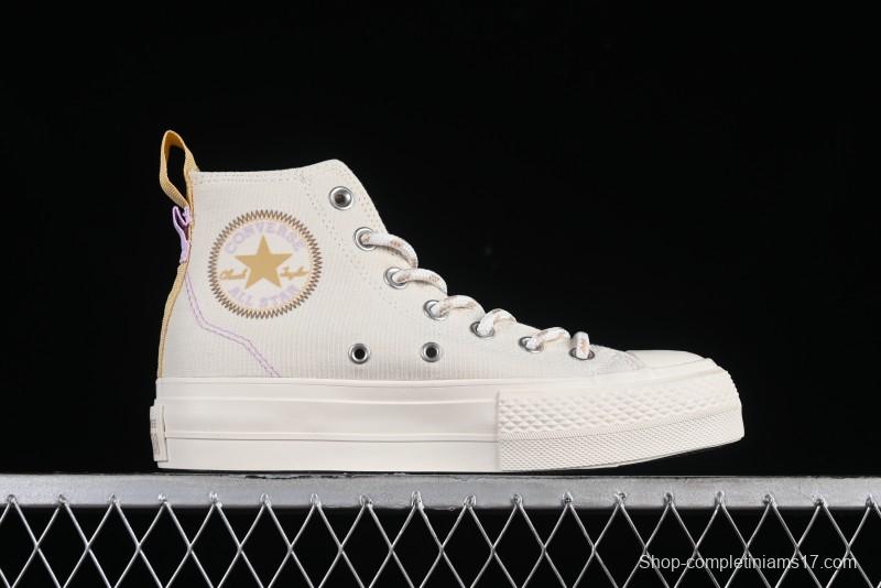 Converse Chuck All Star Lift Platform Utility White High Top Breathable Canvas Casual Shoes - A08767C