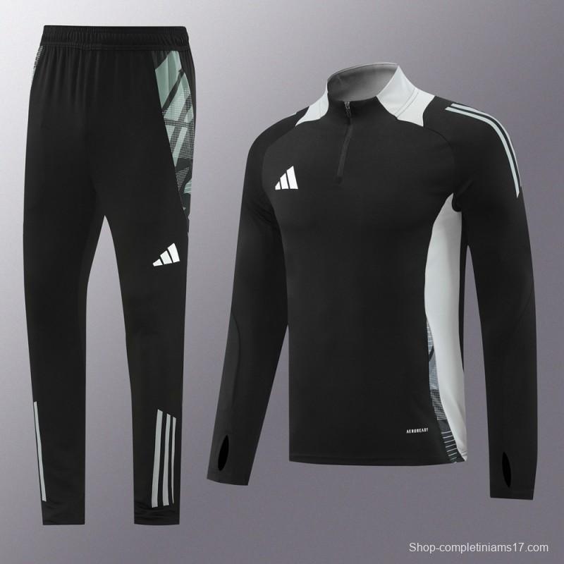 2024 Adidas Black/Grey Half Zipper Jacket +Long Pants