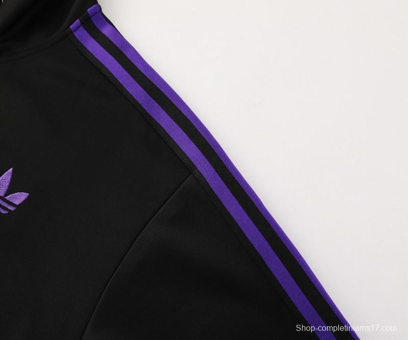 24/25 Adidas Original Black/Purple Full Zipper Jacket +Long Pants