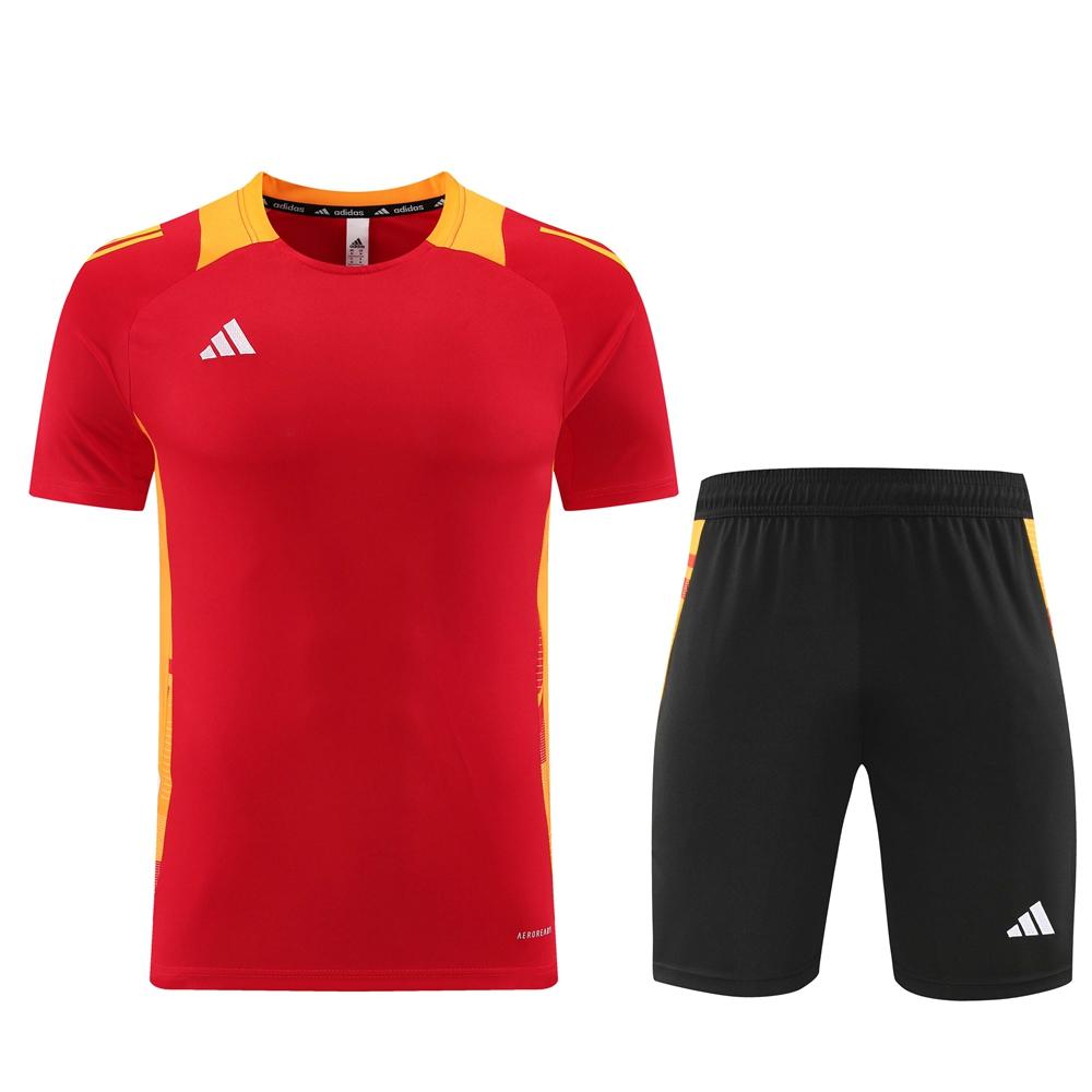 2024 Adidas Red/Yellow Short Sleeve Jersey+Shorts