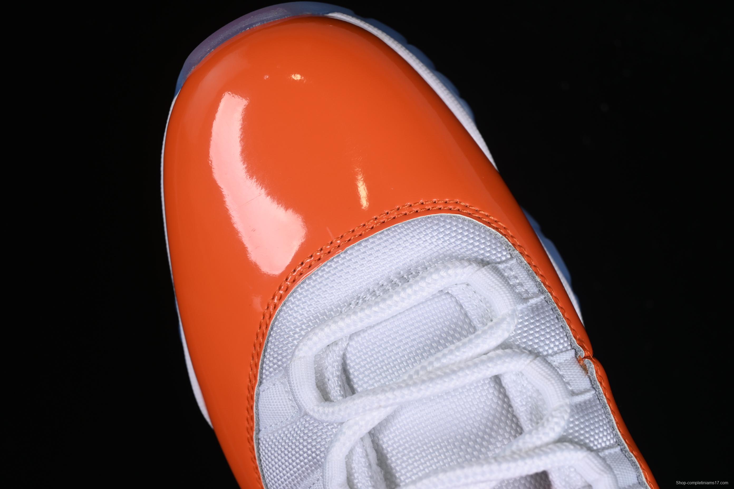 Nike Air Jordan 11 Retro Basketball Shoes with White Orange Design - 378037-002