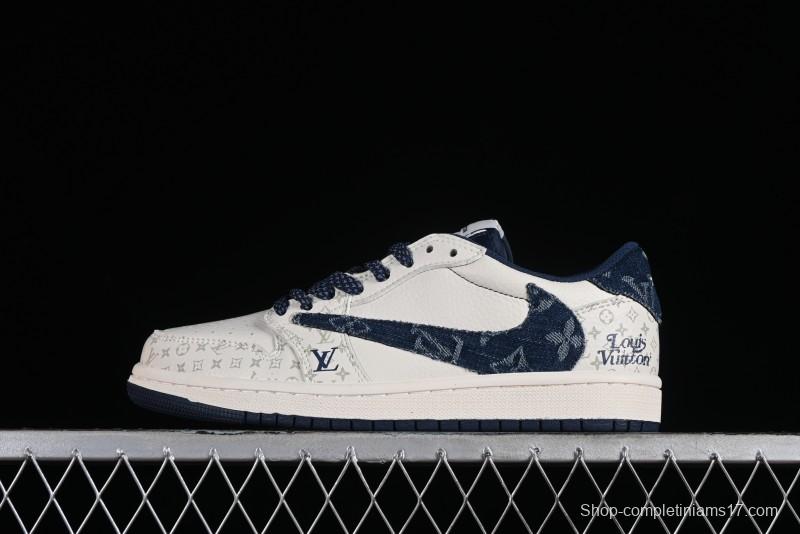 Nike Air Jordan 1 Low OG SP Travis Scott x Fragment Design Retro Sneakers with Reverse Swoosh - SJ2068-004