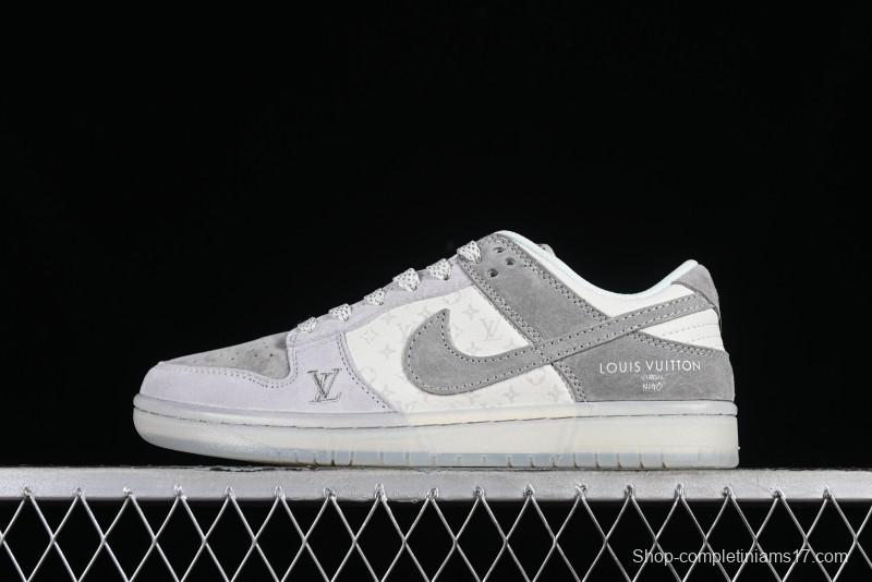 Nike SB Dunk Low LV Collaboration - Beige Grey Crystal Sole Night Light Anniversary High-End Custom Low-Top Casual Sneakers - CR8033-503