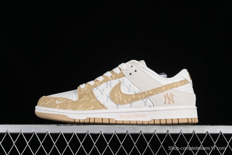 Nike SB Dunk Low MLB Collaboration - Yellow Denim Anniversary Custom Low-Top Casual Skate Shoes - DQ1098-346