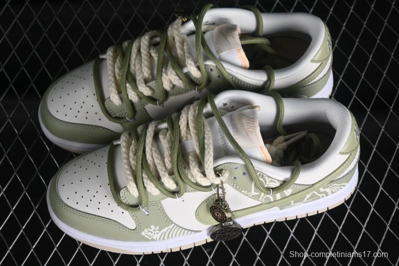 Nike Dunk Low SB Casual Sneakers with Deconstructed Laces and Dragon Well Tea-Inspired Design - DV0831-003