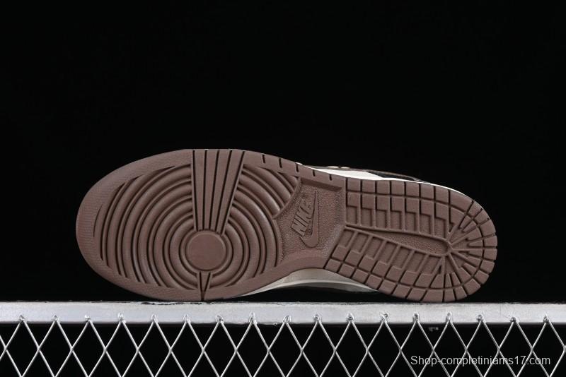 Nike Dunk Low "Mars Stone" Witch Puppet Themed SB Lace-Up Low-Top Casual Sneakers in Black/Mocha Brown - DR9704-200