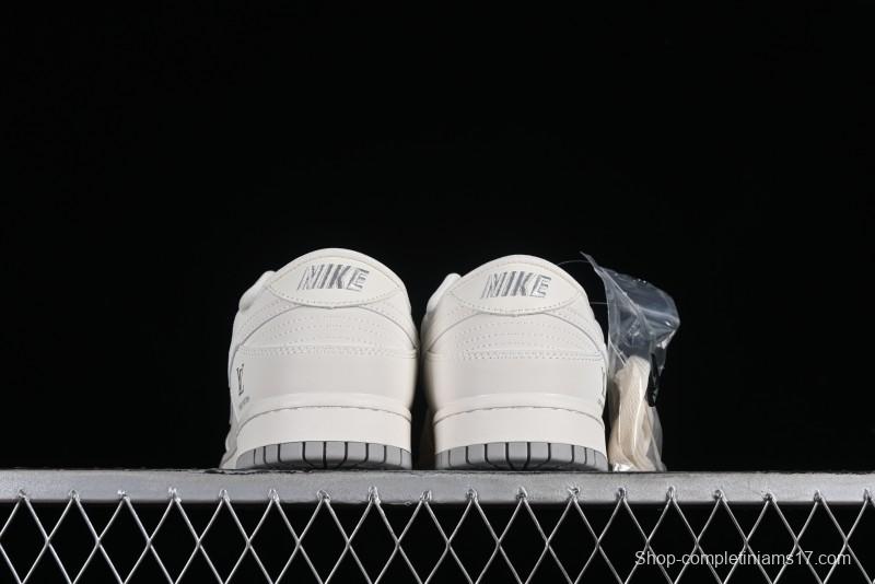 Nike SB Dunk Low LV Collaboration - Double Swoosh Beige Grey Anniversary High-End Custom Low-Top Casual Sneakers - FC2025-306
