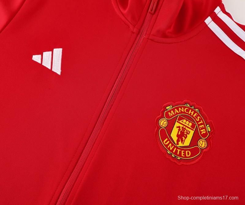 24/25 Manchester United Red Full Zipper Jacket +Long Pants