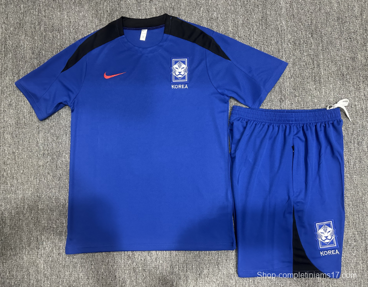 2024 Kids South Korea Blue Short Sleeve Jersey+Shorts