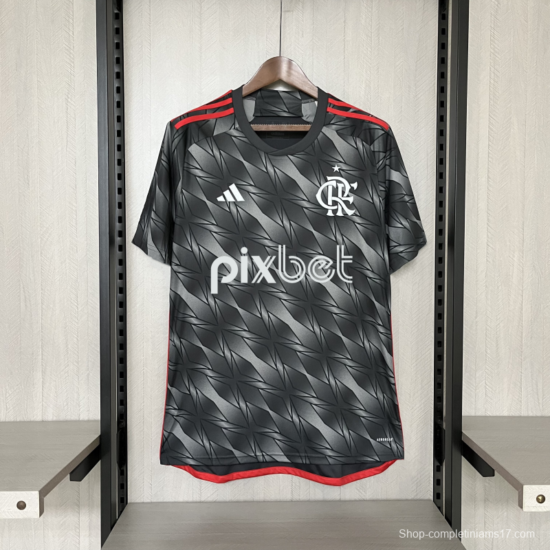 24/25 Flamengo Third Black Jersey With Full Sponsor