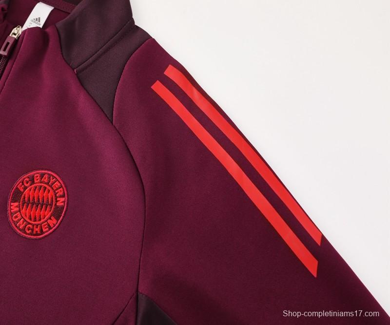 24/25 Bayern Munich Wine Full Zipper Jacket +Long Pants