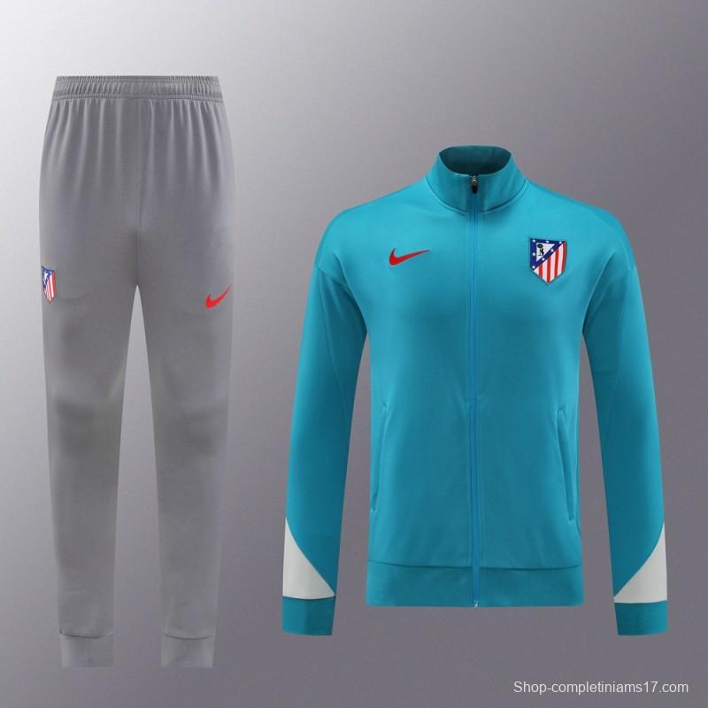 24/25 Atletico Madrid Blue Full Zipper Jacket +Long Pants