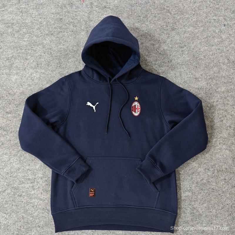 24/25 AC Milan Navy/Red/Black/Beige/Grey Hoodie WIth Black Badge