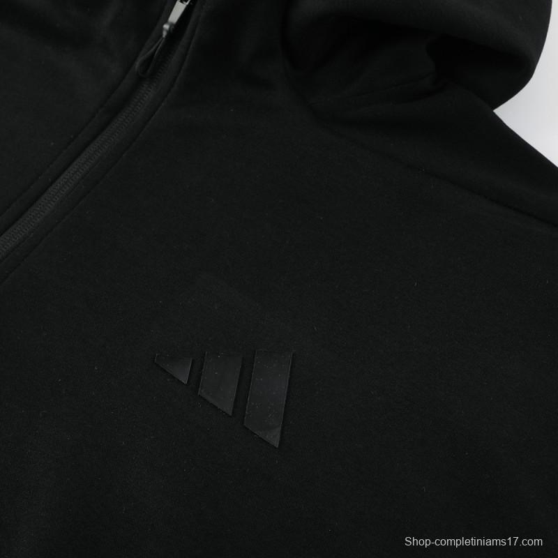 2024 Adidas Black Hoodie Full Zipper Jacket +Long Pants