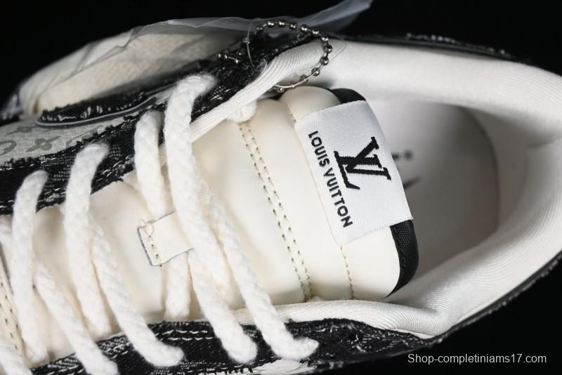 Nike SB Dunk Low LV Collaboration - Black Denim Print Anniversary Custom Low-Top Casual Sneakers - SJ2068-256