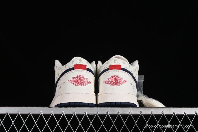 Nike Air Jordan 1 Low LV Collaboration Retro Casual Sneakers in Beige Orange - WG8850-001