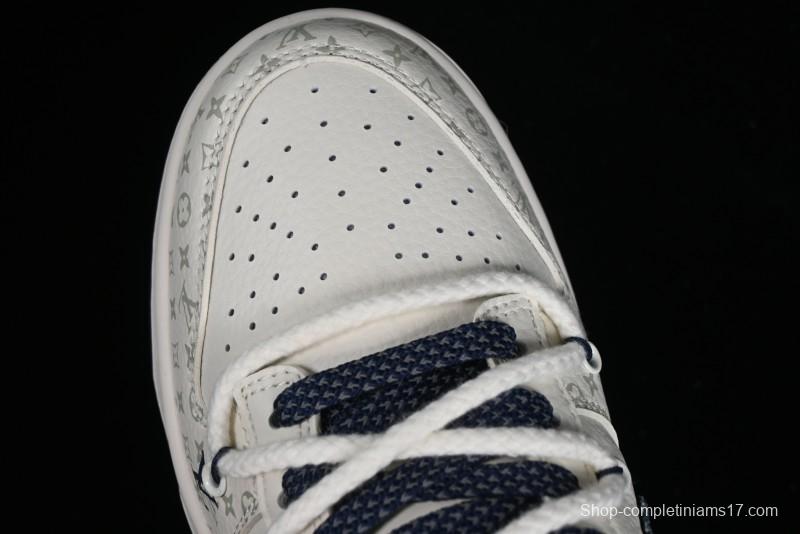 Nike SB Dunk Low LV Collaboration - Light Blue Check Print Anniversary High-End Custom Low-Top Casual Sneakers - SJ2068-249