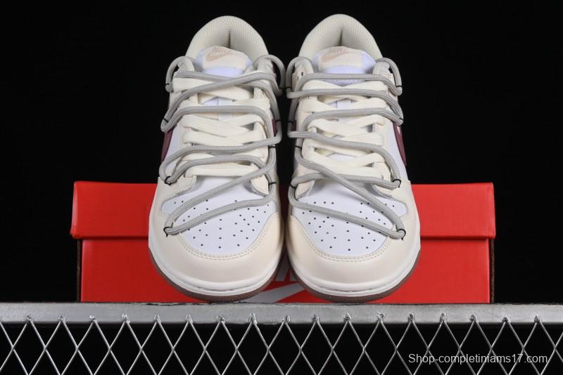 Nike Dunk Low Next Nature SB Lace-Up Low-Top Casual Sneakers in Cream Dark Brown - DD1873-103