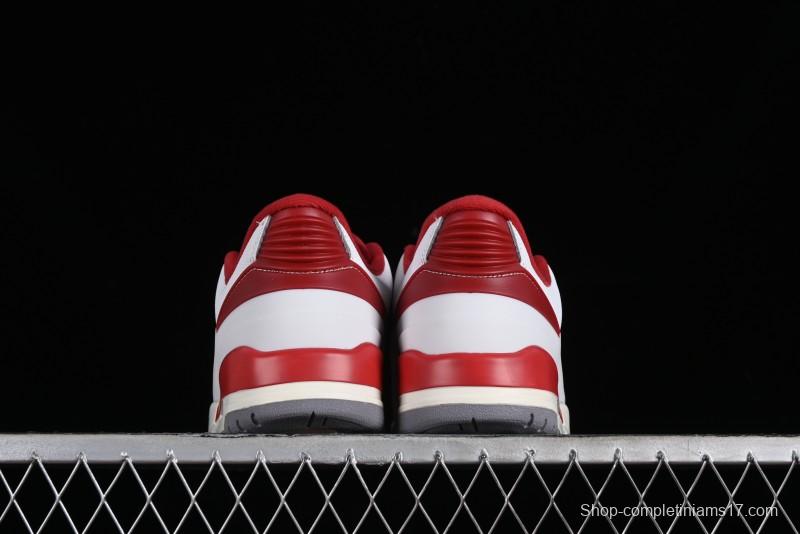 Nike Air Jordan 2/3 Retro Low Top Basketball Shoes in White/Red - FD0383-161