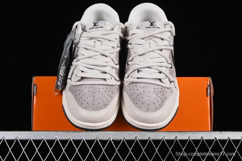 Nike SB Dunk Low LV Collaboration - Coffee Pig Anniversary High-End Custom Low-Top Casual Skate Shoes - XX2025-328