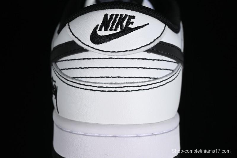 Stussy x Nike Dunk Low SB Skate Shoes in White-Black - FC1688-137