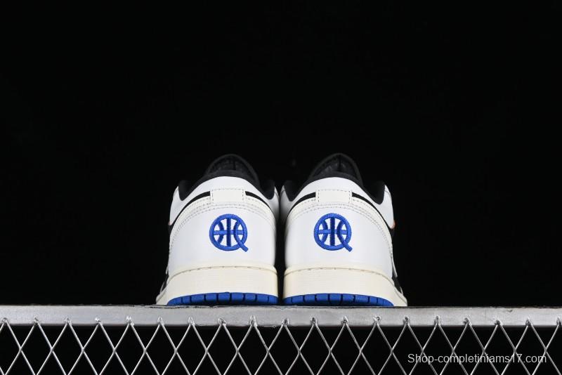 Nike Air Jordan 1 Low "Quai 54" Casual Sneakers in White Black Blue - HQ0764-001