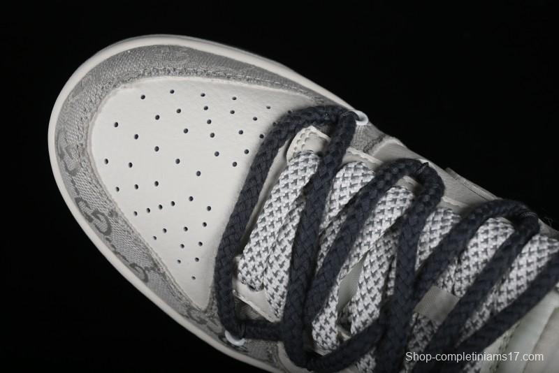Nike SB Dunk Low Gucci Collaboration - Lace-Up Ash Anniversary High-End Custom Low-Top Casual Sneakers - SJ2068-263