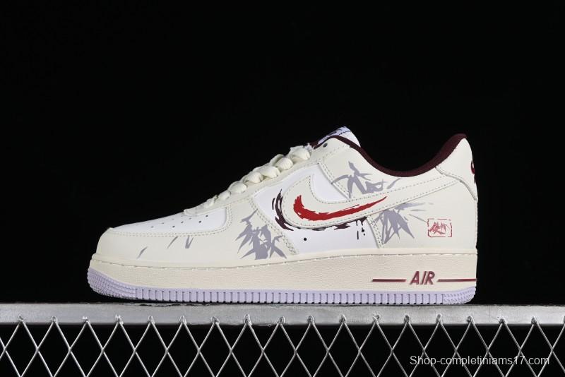 Nike Air Force 1'07 Low "MUD" Casual Sneakers with Bamboo Forest and Wandering Swordsman Print - XC2351-110