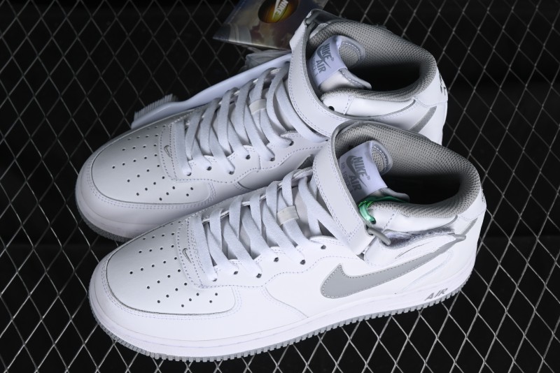 Nike Air Force 1 '07 Mid Casual Sneakers in White-Grey - DV0806-100