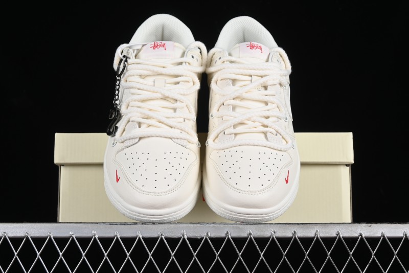 Stussy x Nike SB Dunk Low Anniversary Custom Retro Sneakers with Original S Titanium Accessory - SJ2068-259