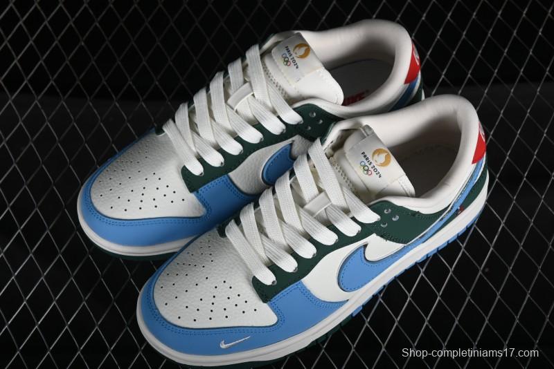 Nike SB Dunk Low Paris Olympics Limited Edition - Blue Green Color Blocking Low-Top Casual Skate Shoes - JH8310-952