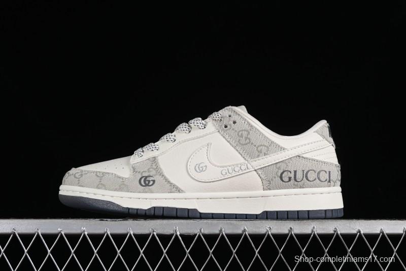 Nike SB Dunk Low Gucci Collaboration - Smoke Grey Anniversary Custom Low-Top Casual Sneakers - CF3688-003