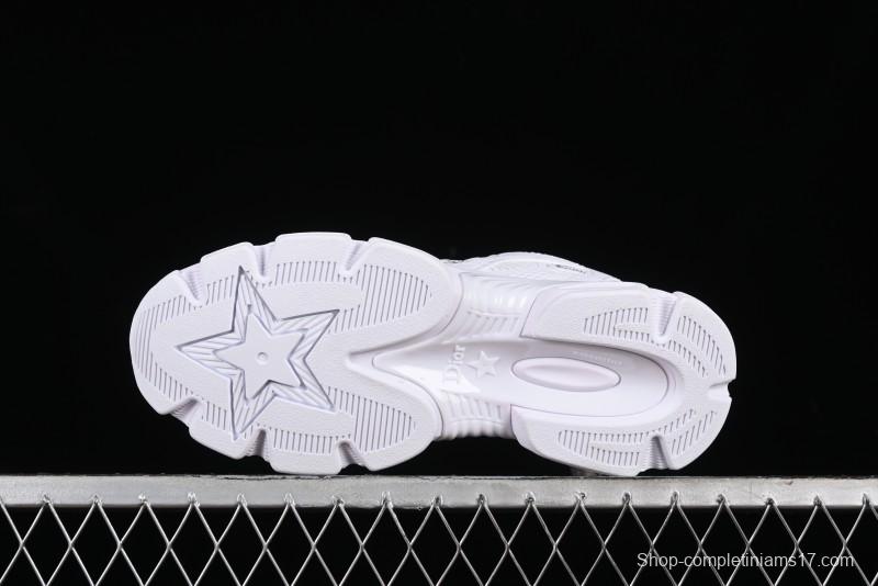 Dior Chrono Round Toe Lace-Up Lifestyle Casual Running Shoes - 10W WHITE