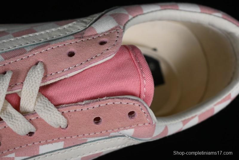 Vans Old Skool Reissue 136 Pink Checkerboard Low Top Retro Canvas Shoes - VN000MT6EBQ