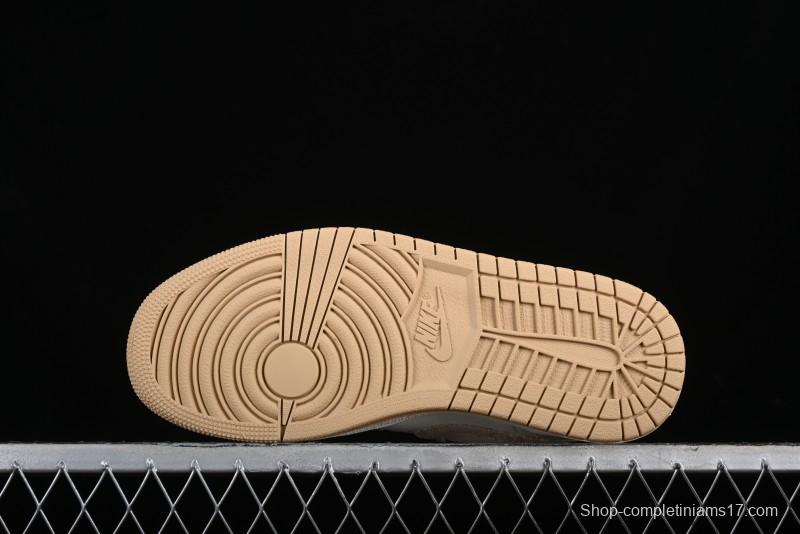 Nike Air Jordan 1 Low AJ1 Louis Vuitton Print Khaki Custom High-End Low-Top Basketball Shoes - SJ9950-004