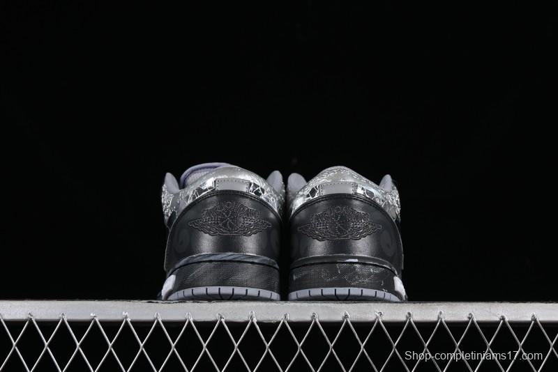 Nike Air Jordan 1 Low AJ1 Panda Prank Modern Gray Silver Black Low-top Casual Sneakers - 553560-053