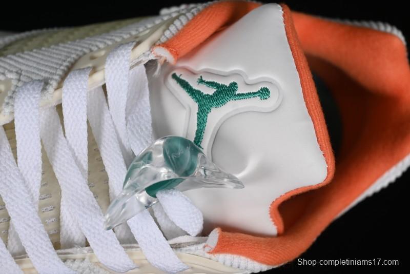 Nike Air Jordan 5 Low Retro Sneakers in White Orange Green Corduroy - CW4204-100