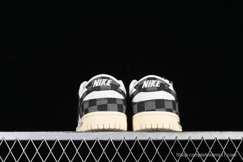 Nike SB Dunk Low LV Collaboration - Black Checkerboard Anniversary Custom Low-Top Casual Skate Shoes - XB3802-353