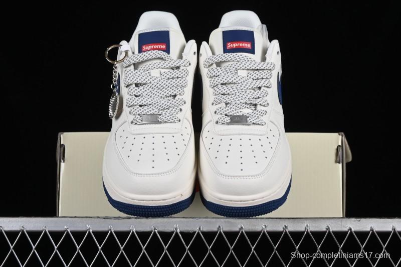 Supreme x Nike Air Force 1 '07 Low Collaboration Dark Blue Casual Sneakers - HD1968-025