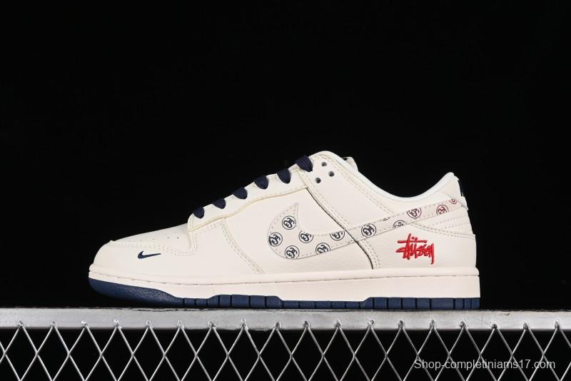 Nike SB Dunk Low Stussy Collaboration - Off White Floral Swoosh Anniversary High-End Custom Low-Top Casual Skate Shoes - XY1688-001