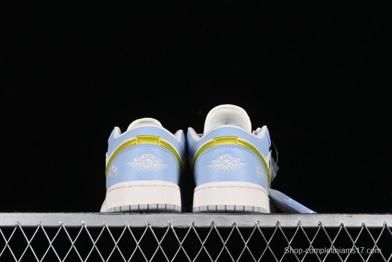 Nike Air Jordan 1 Low Stussy Collaboration - Blue Gold Custom High-End Basketball Shoes - WG8850-007
